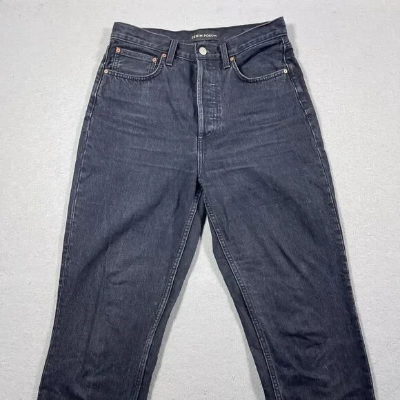Aritzia Denim Forum‎ The BF High Rise Lose Jeans Women 28L Black Button Fly - Picture 2 of 14